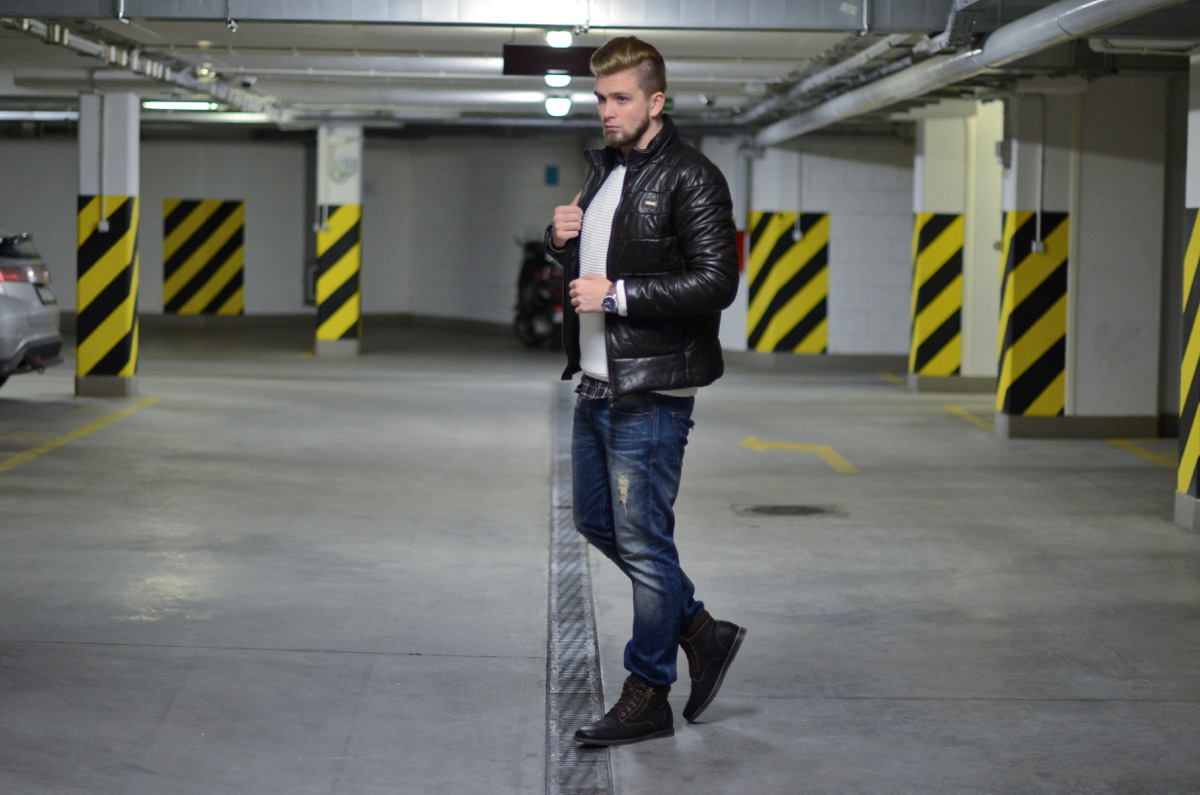 brazowe buty i kurtka stylizacja