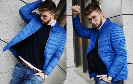 Niebieska wiosenna kurtka i dziurawe jeansy, czyli mój casual